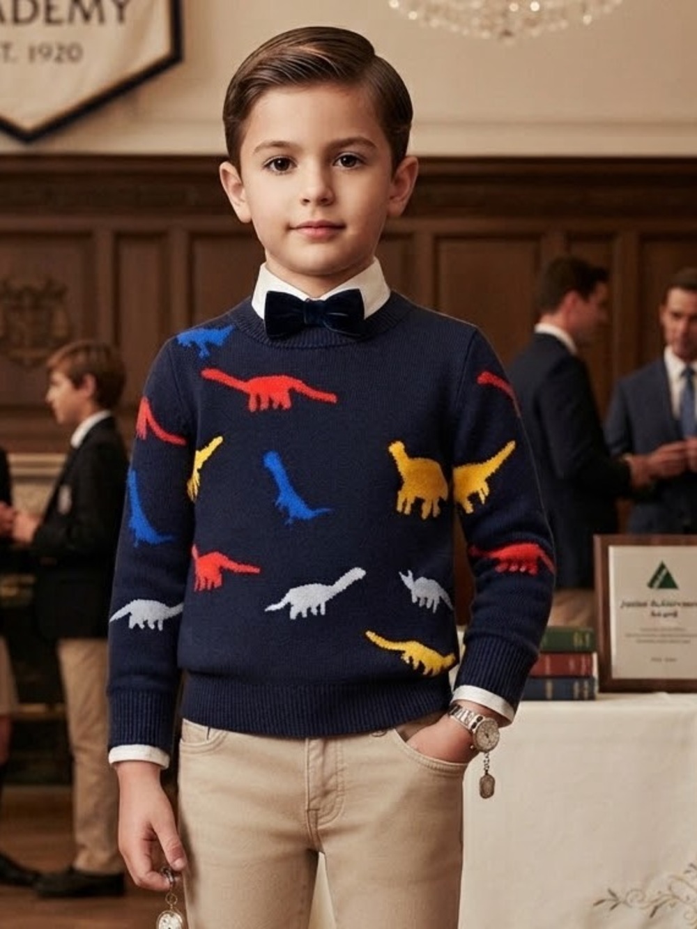 Denim Bay Fully LINED Crewneck Navy Blue Yellow Dinosaur Crewneck Toddler Size 5